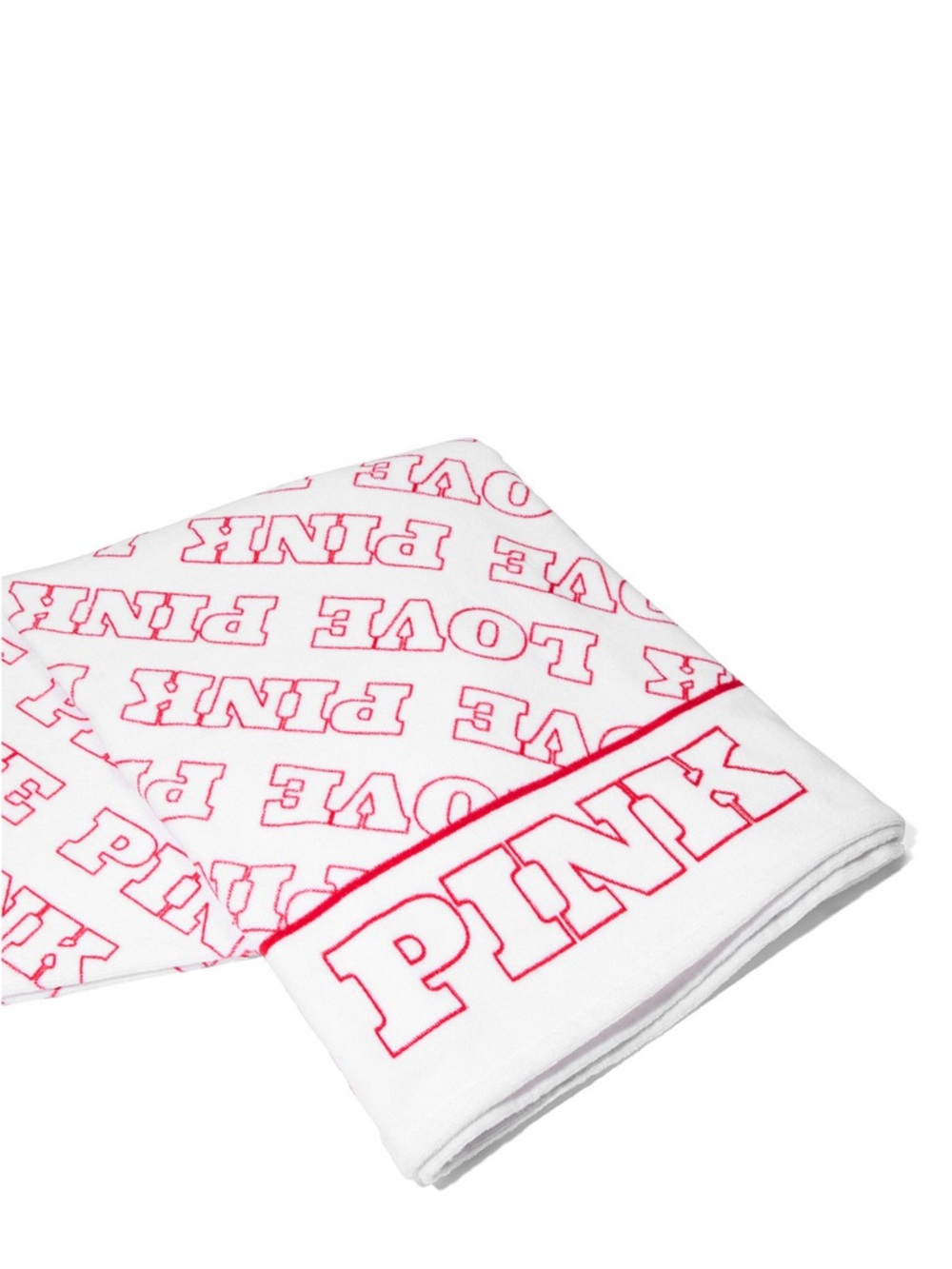 (Inventory 47) PINK Victoria's Secret White and Hot Pink Logo Bath Towel
